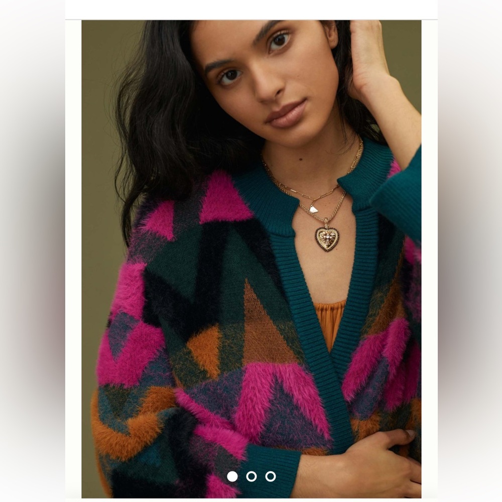 Anthropologie Bel Kazan Chevron Eyelash Cardigan